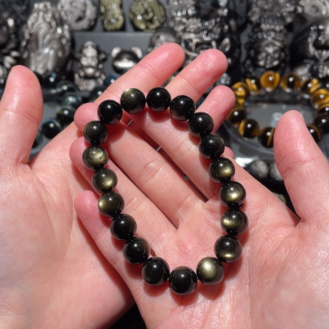 黑曜岩手串未镶嵌湾