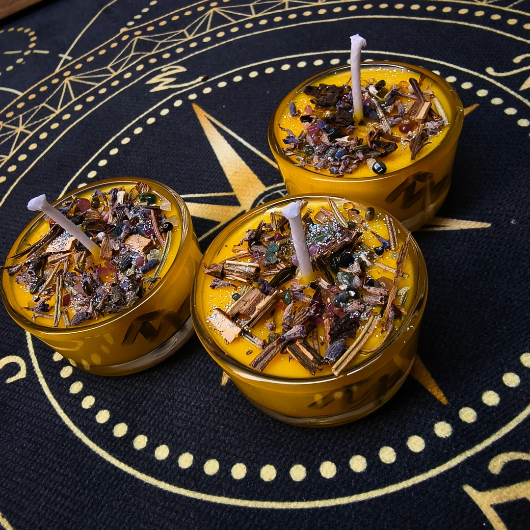 （一组三个）扶摇直上手作草药水晶小蜡烛赠送锡纸碗和特制纸