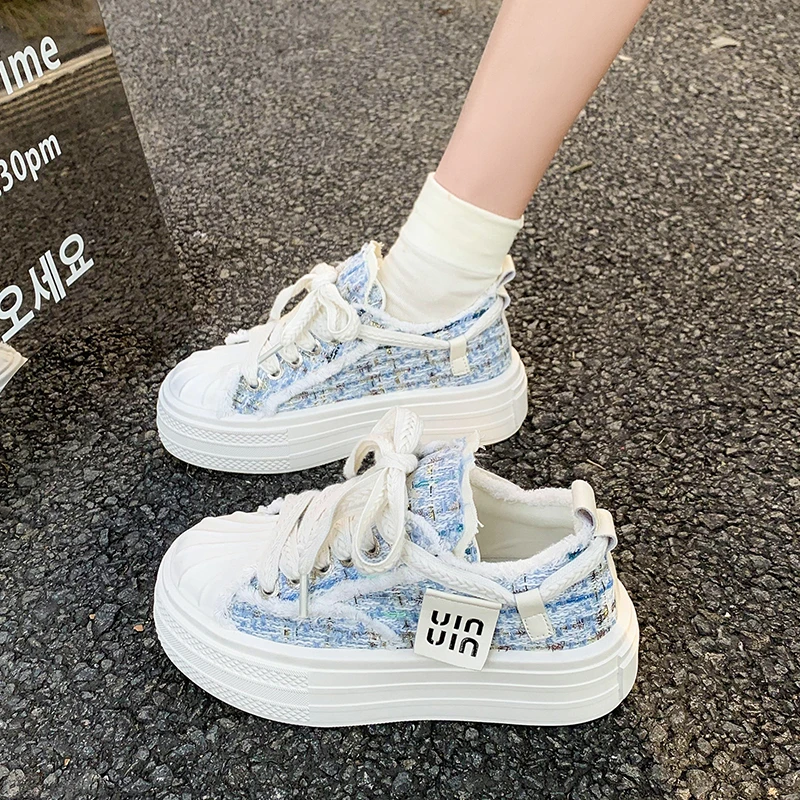 复古百搭贝壳头小香风厚底板鞋女外穿2025新款休闲