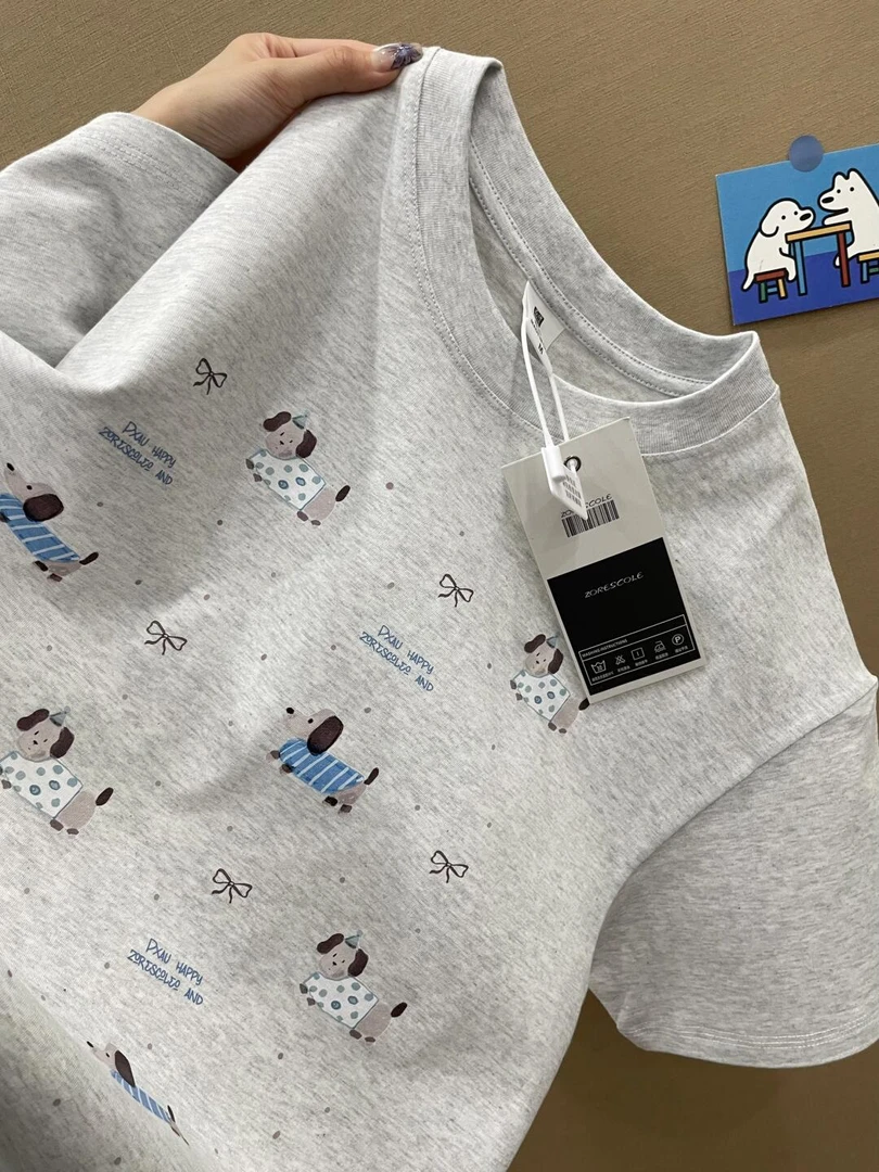 100%纯棉花灰色短袖T恤女夏季美式复古学生情侣休闲宽松半袖上衣