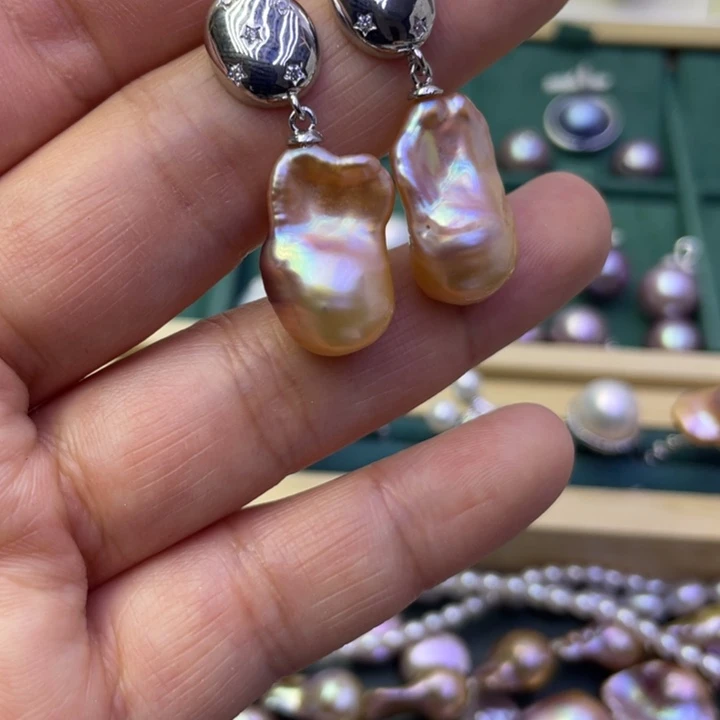 淡水珍珠耳饰合金