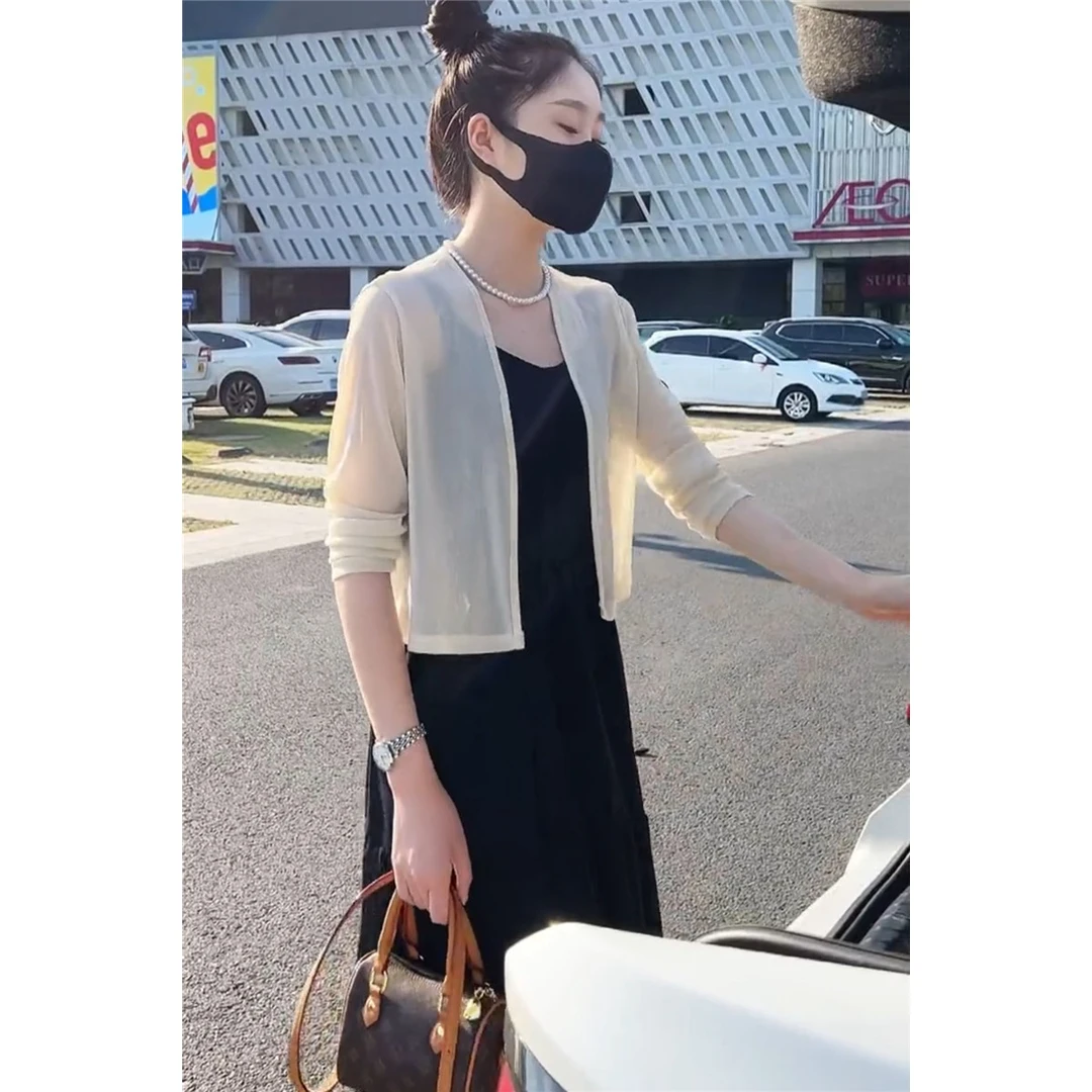 冰丝针织防晒开衫薄款女夏季2024新款韩版宽松小个子上衣外搭披肩