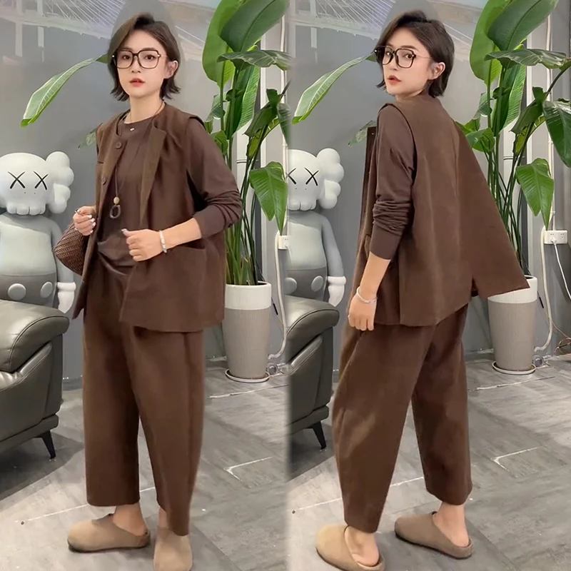 2025秋季新款时尚显瘦气质网红高档套装女高级百搭宽松大码三件套