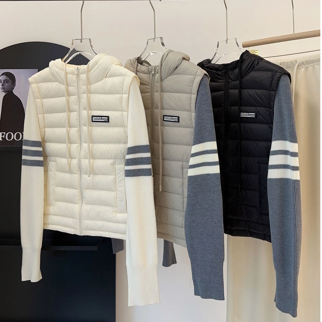 新款撞色针织拼接时尚羽绒服 P2HZMXZY 24015（MELD）