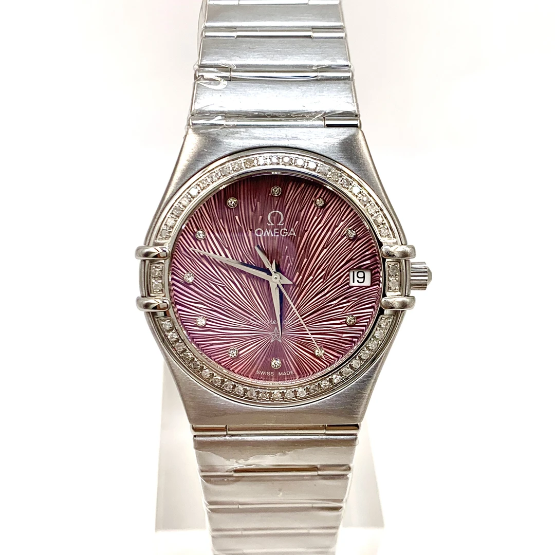 99新 Omega/欧米茄 星座/精钢/紫盘/石英/表径33mm/女表