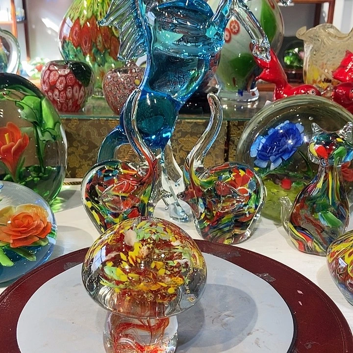 琉璃纯手工点彩小蘑菇摆件