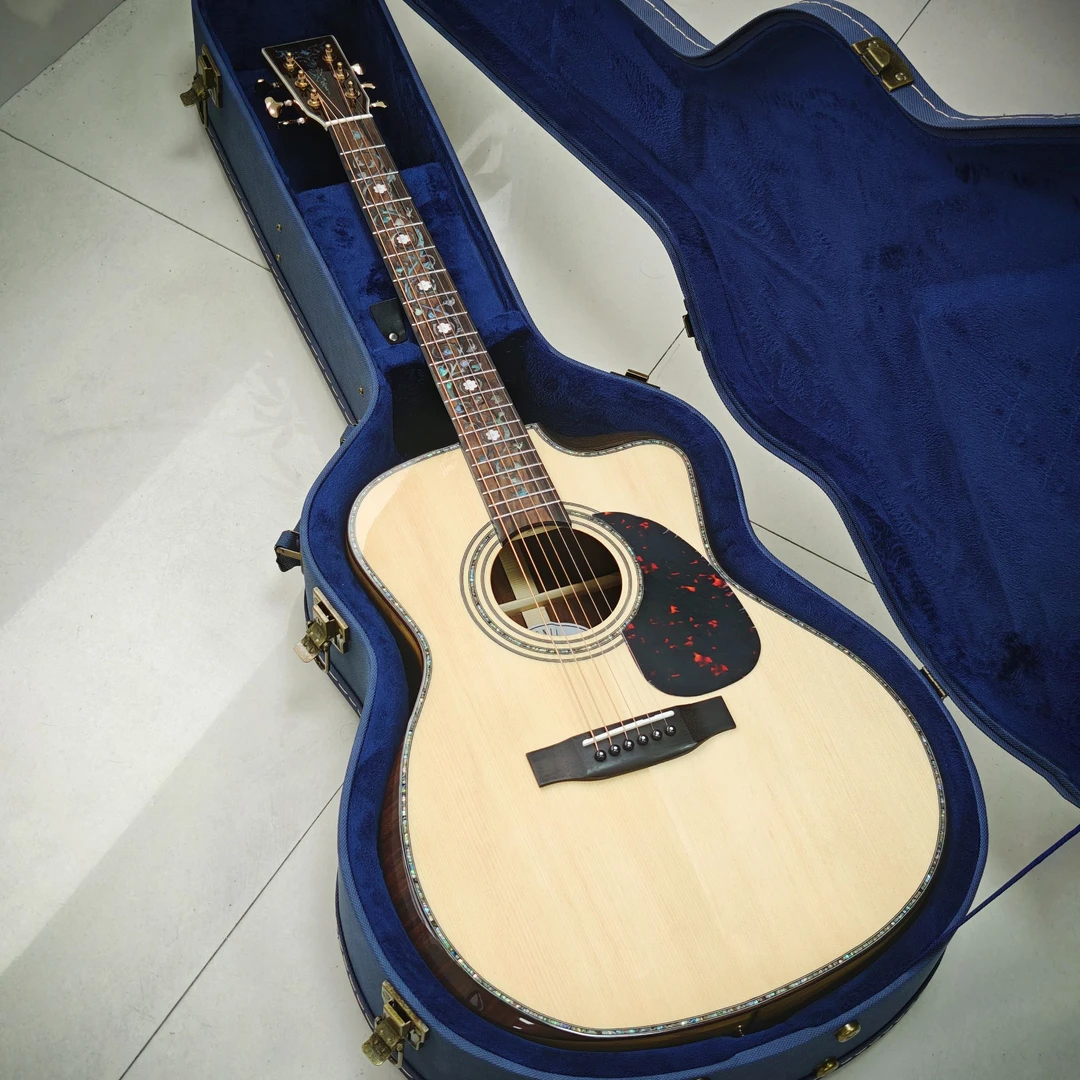 高端定制40寸三靠手桑托斯玫瑰木民谣全单吉他初学进阶一步到位琴