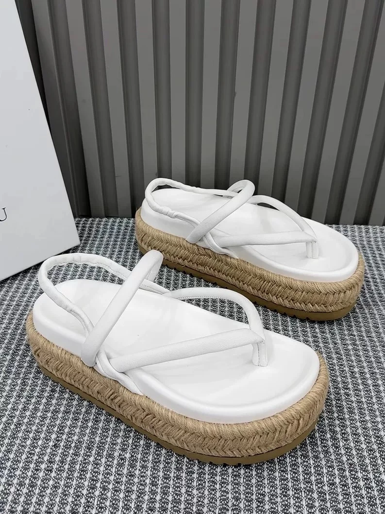 【景致】YOULL 夏季新款厚底松糕交叉带夹趾凉鞋1132-1