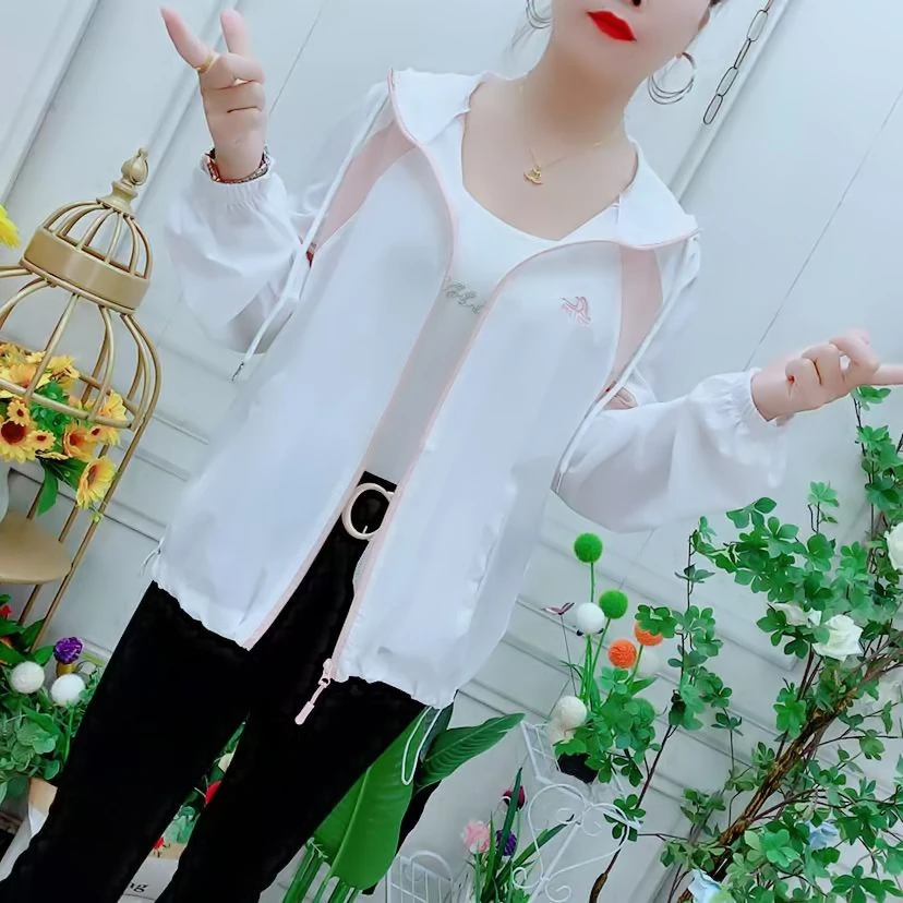 2025新款夏季拼色户外运动防晒衣女学生连帽宽松防晒服轻薄款外套