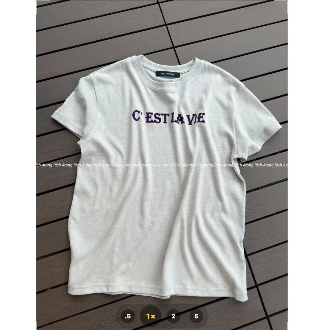 atong/阿彤-【紫字母】-Rich Atong韩代款极简字母T 短袖0614-54