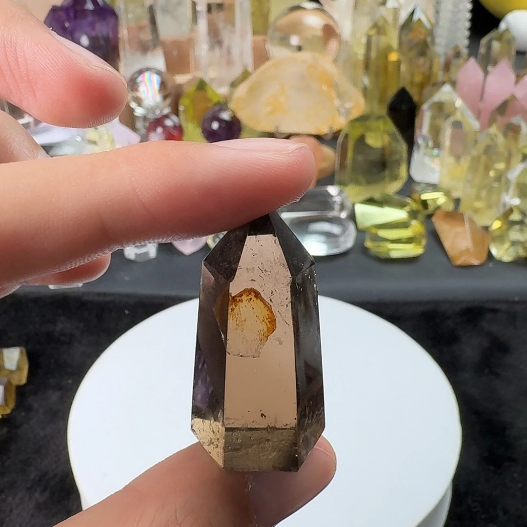 水晶珠宝半成品未镶嵌茶晶蓝针带胶花