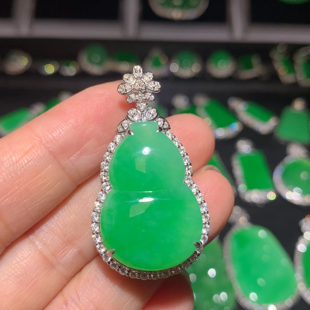 翡翠18K金镶嵌吊坠(不含链)翡翠