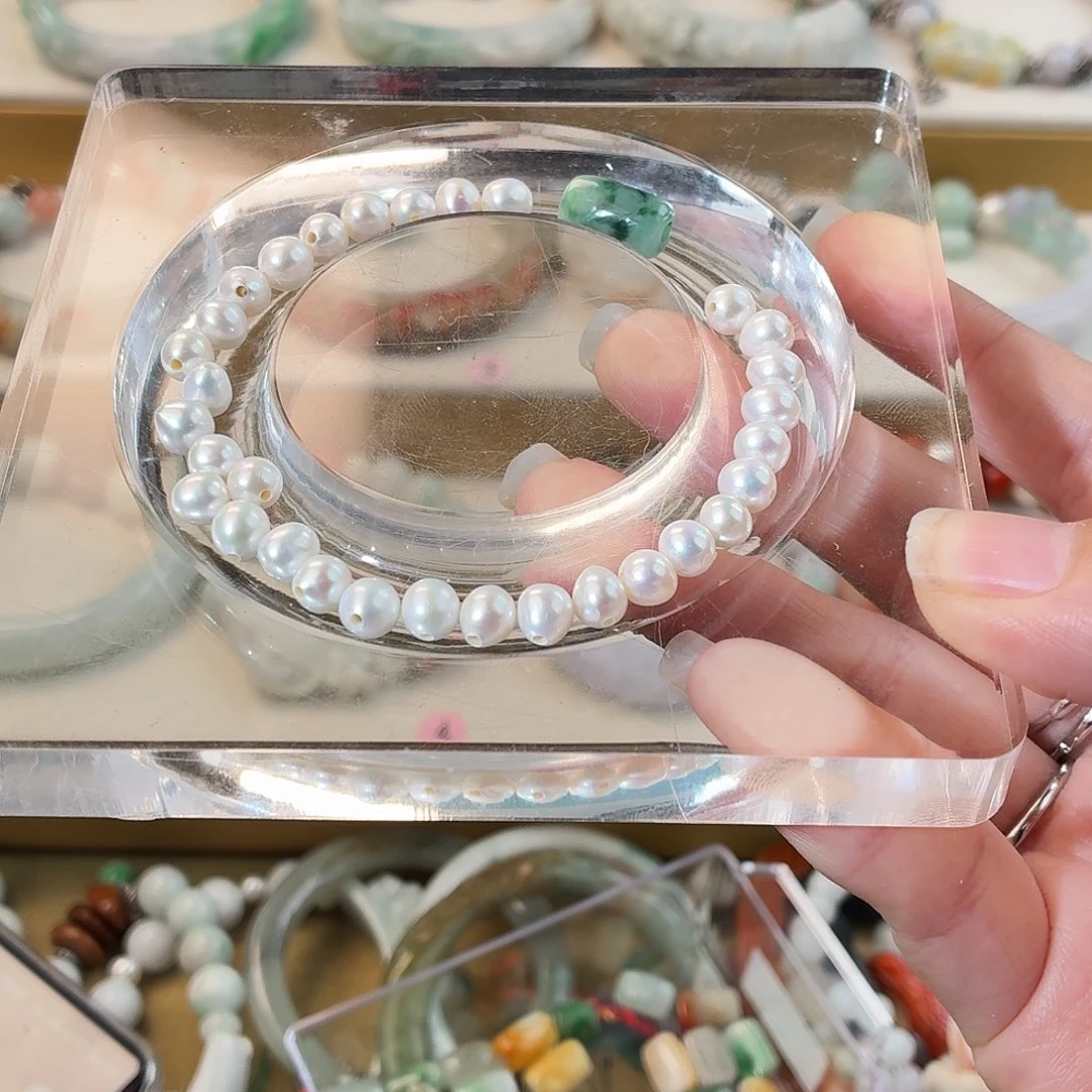 美***心翡翠未镶嵌手镯翡翠桶珠手串