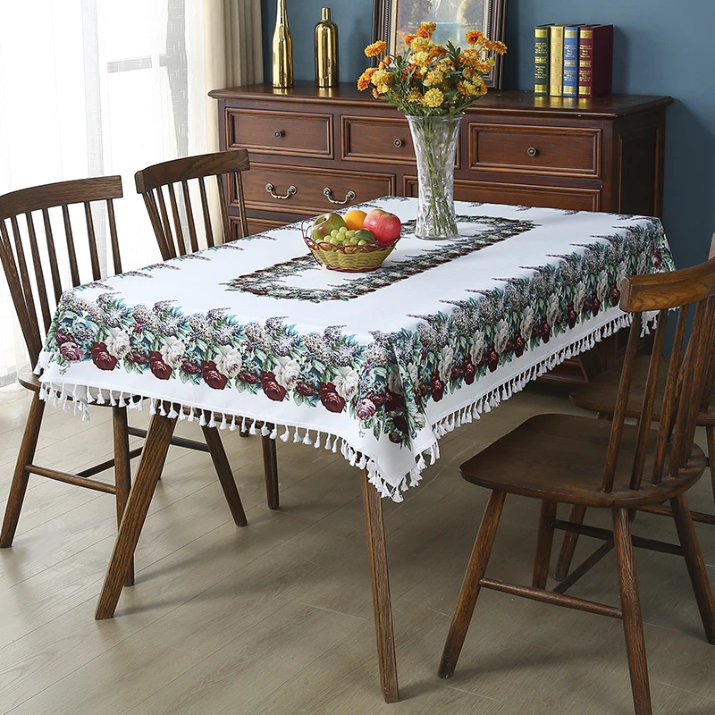 复古风桌布法式玫瑰隔油防脏茶几台布多功能装饰防尘罩餐桌布