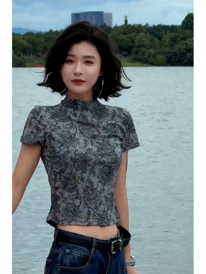 2025新款显瘦韩系上衣超火超好看减龄慵懒风印花短袖T恤女夏季