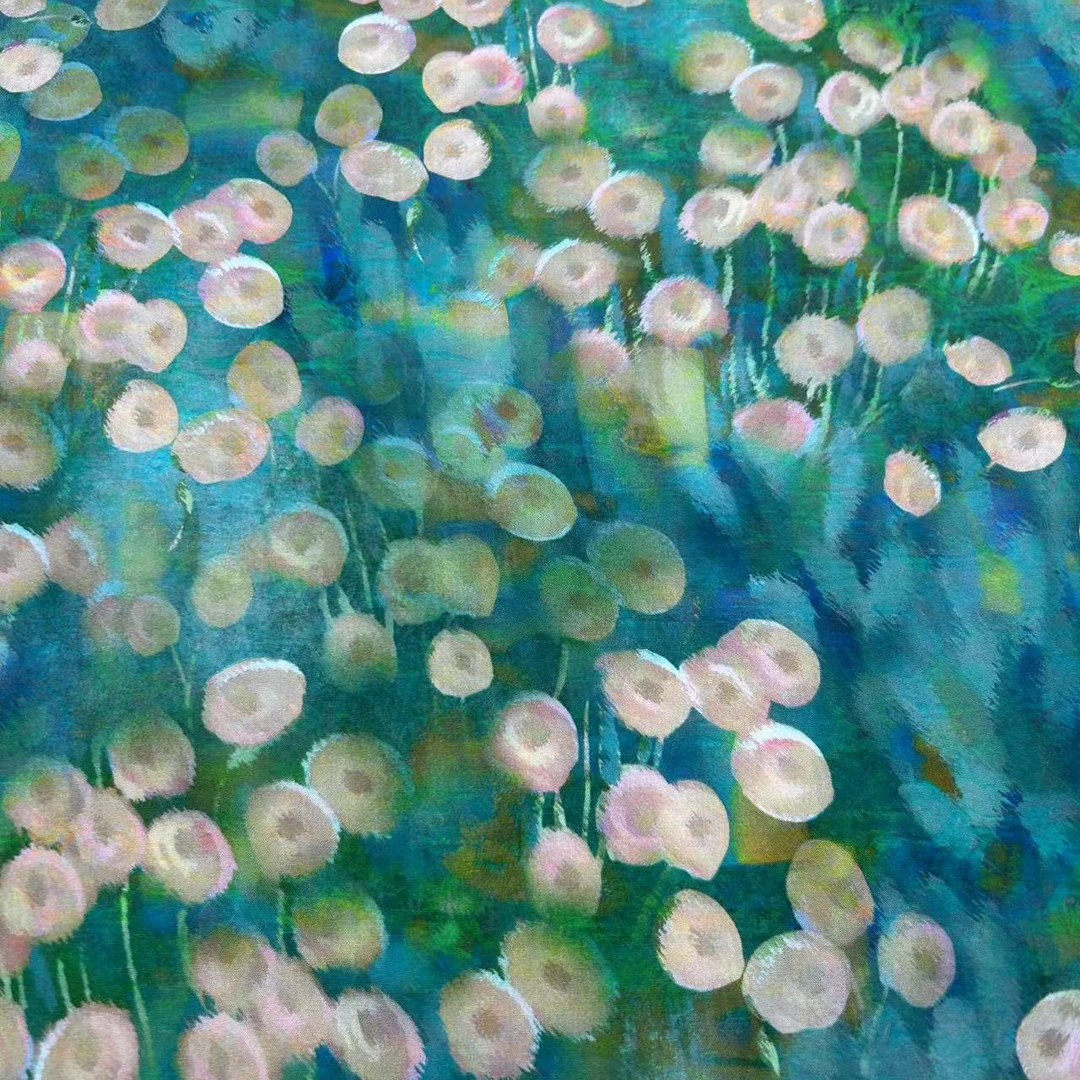 （铜钱草）斜纹棉绸布料，柔软透气丝滑亲肤，连衣裙旗袍