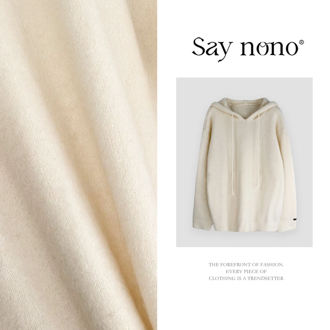 懒猫nono│Saynono 时尚慵懒羊驼毛连帽针织上衣 GZ10221SY