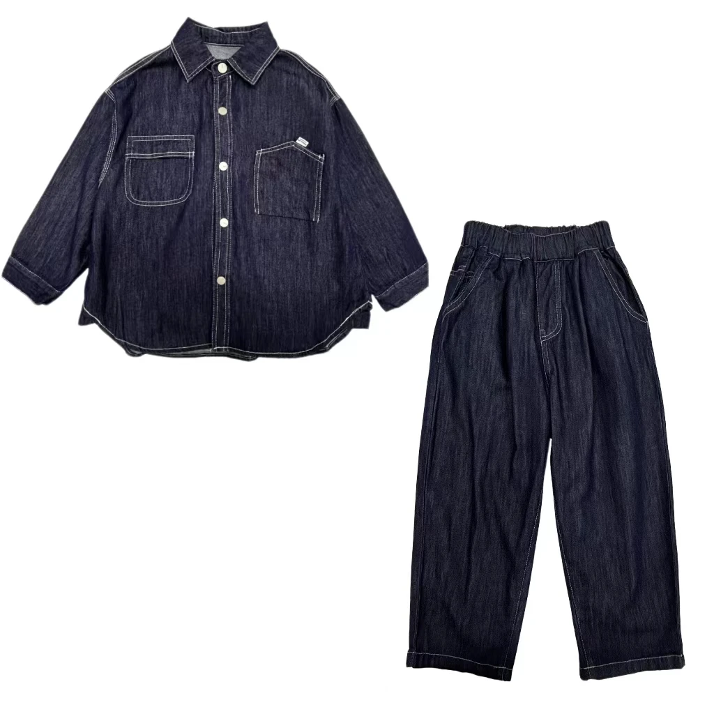 dadida/嗒嘀嗒春季时尚简约牛仔衬衫套装+704200035