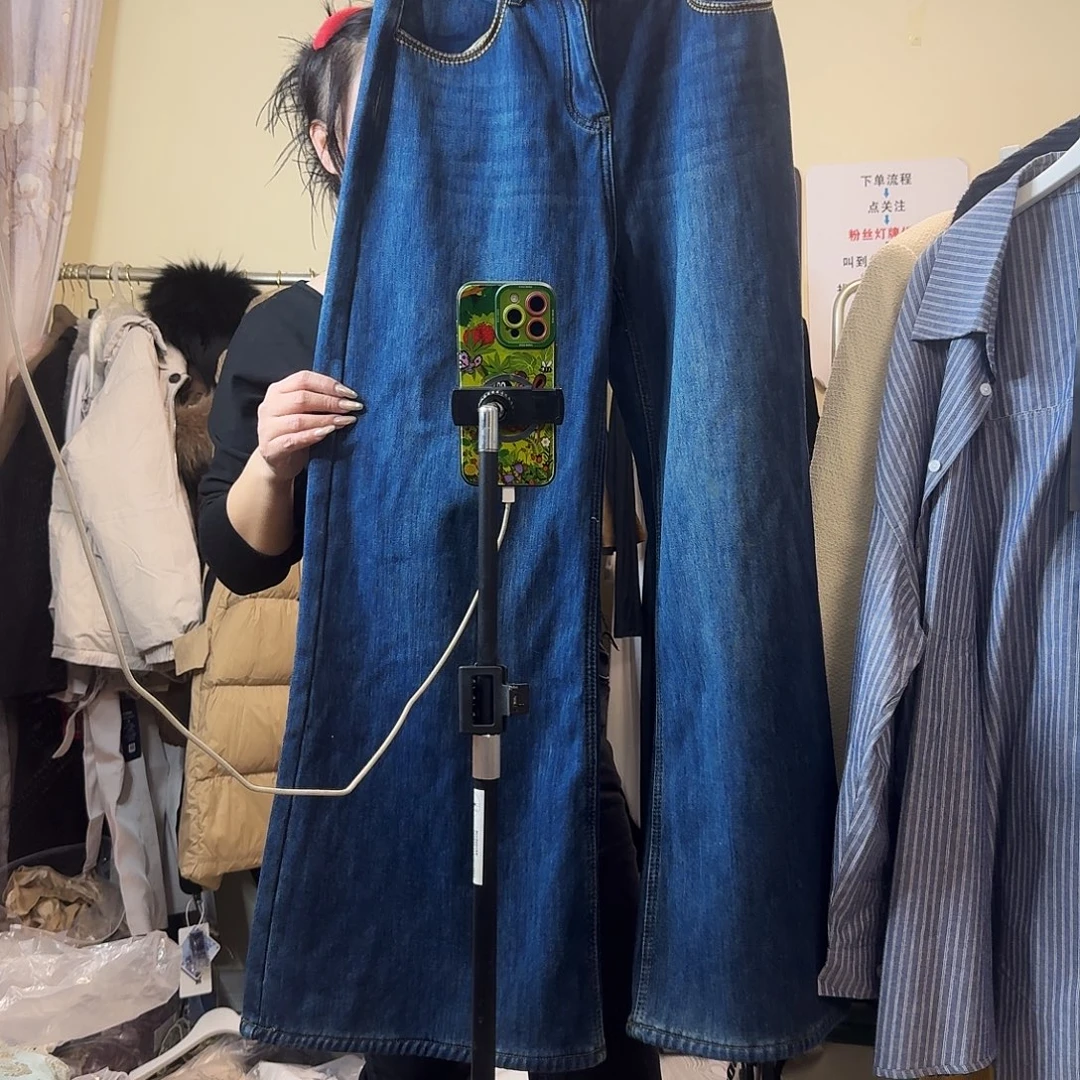 牛仔裤加绒加厚秋冬