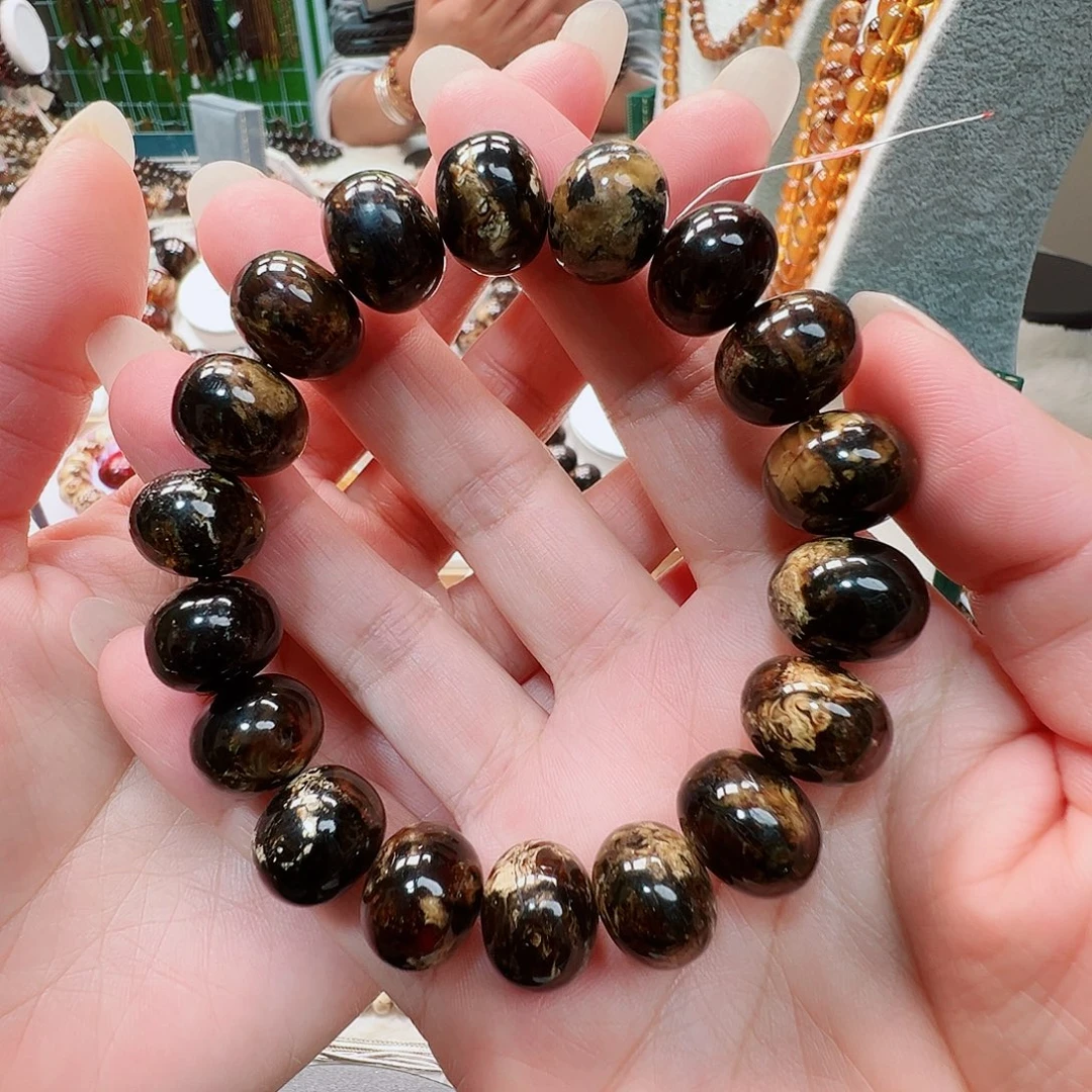 逆***人琥珀未镶嵌裸石抚顺琥珀14黑花