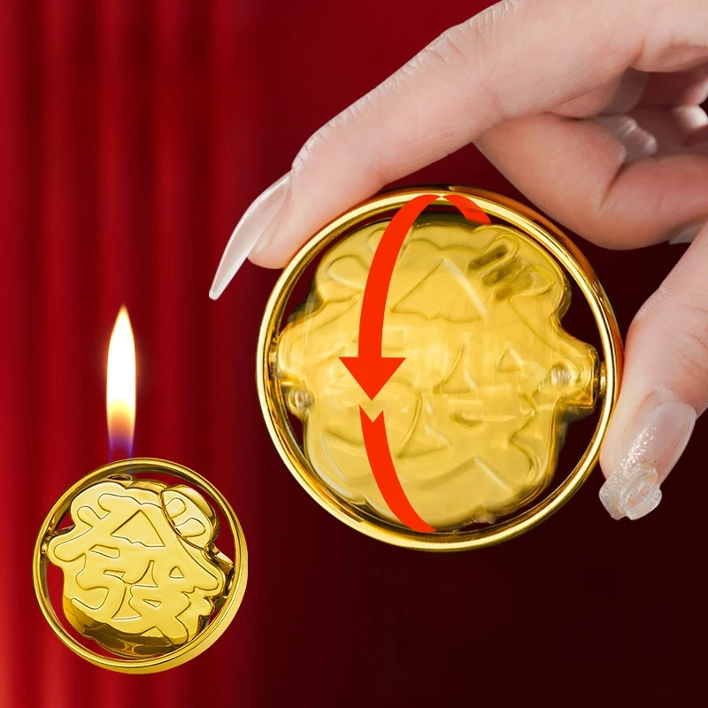 浮雕金属旋转陀螺打火机解压挂件高档火机复古炫酷双电镀不掉色