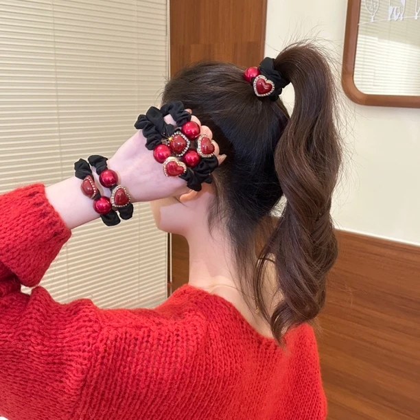 小蕊 轻奢韩版红豆小肠发圈丸子头马尾发绳2024新款时尚发圈