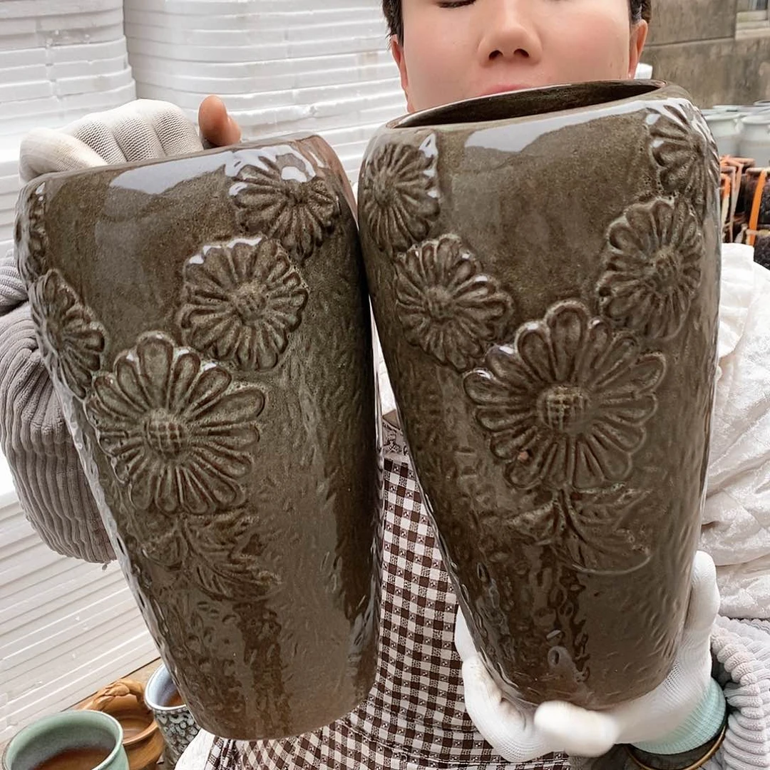 紫砂花盆瑕疵口13高28