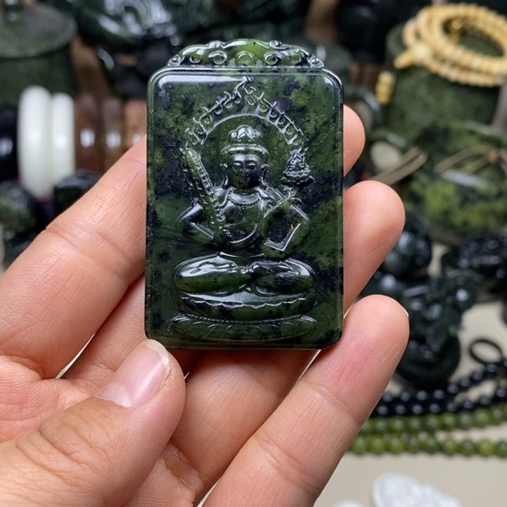蛇纹石玉未镶嵌吊坠(不含链)守护牌