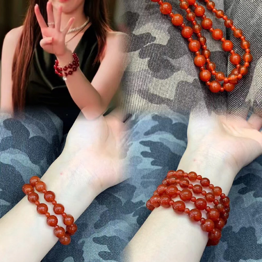 赵露思同款红玛瑙手串天然7A级红玛瑙玉髓轻奢小众高级感手链