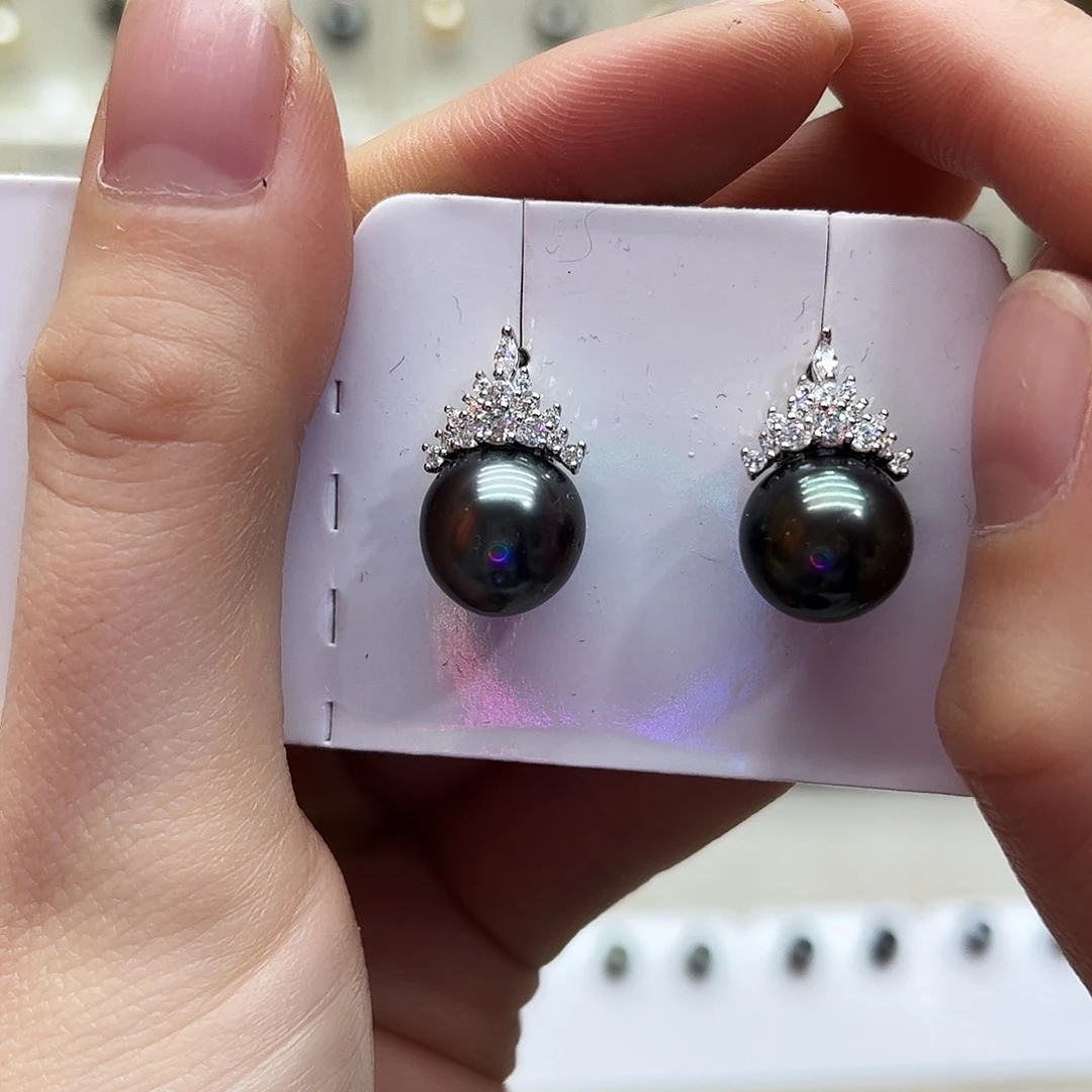 耳饰银S925镶嵌海水珍珠