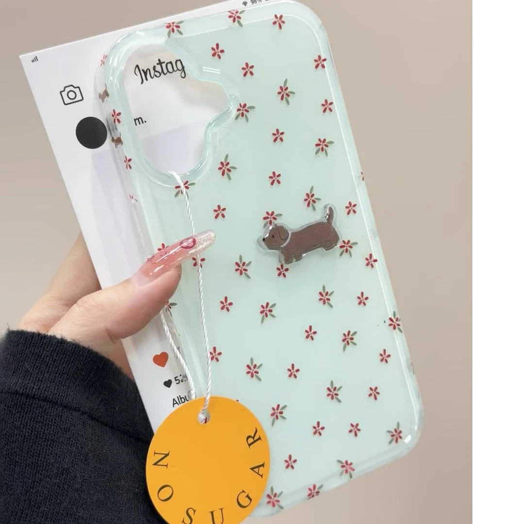 碎花小狗适用苹果华为vivo小米oppo女iphone15/16/14手机壳