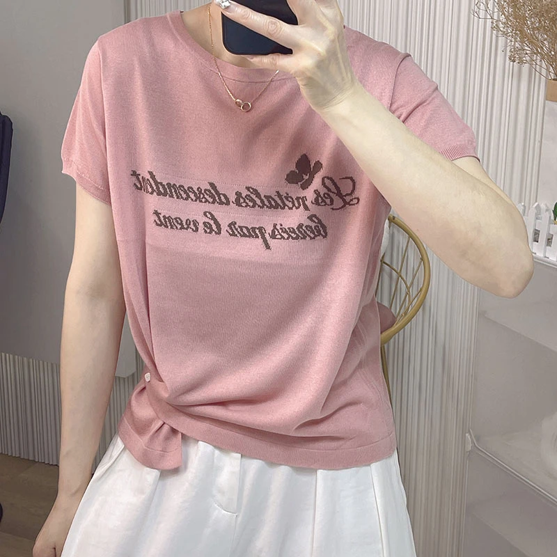 【香嘉怡新品】XJYE18012女士桑蚕丝+莱赛尔圆领套头针织衫夏季