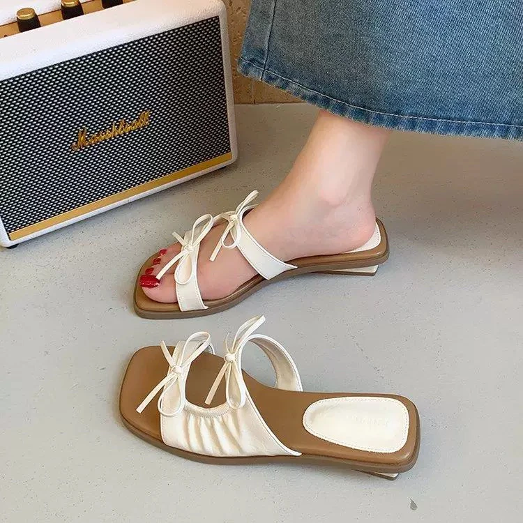 平底配裙子的凉拖鞋女外穿粗跟凉拖鞋韩版夏季一字拖