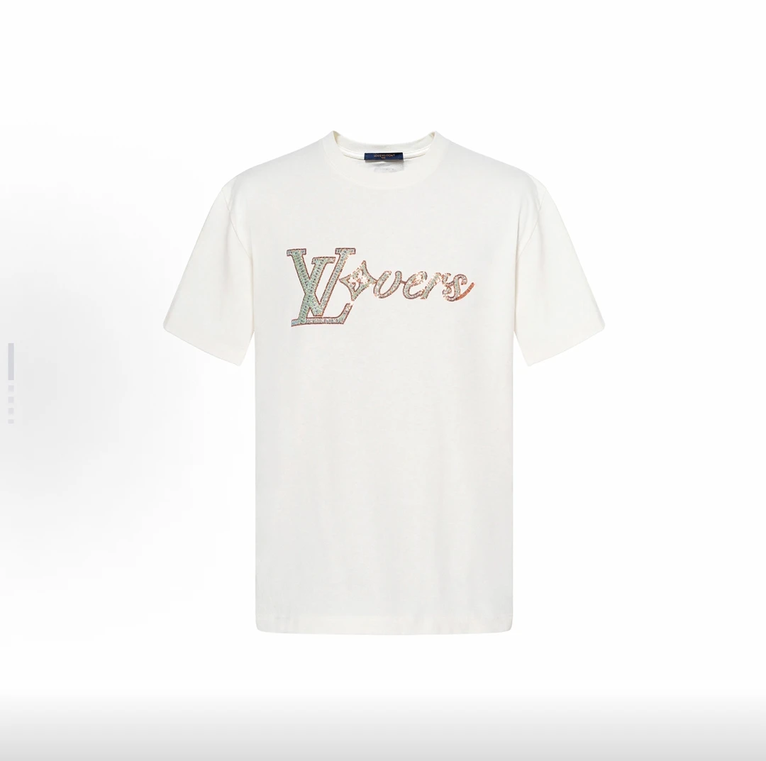 未使用 LouisVuitton/路易威登 Logo刺绣圆领短袖T恤 男款 白色