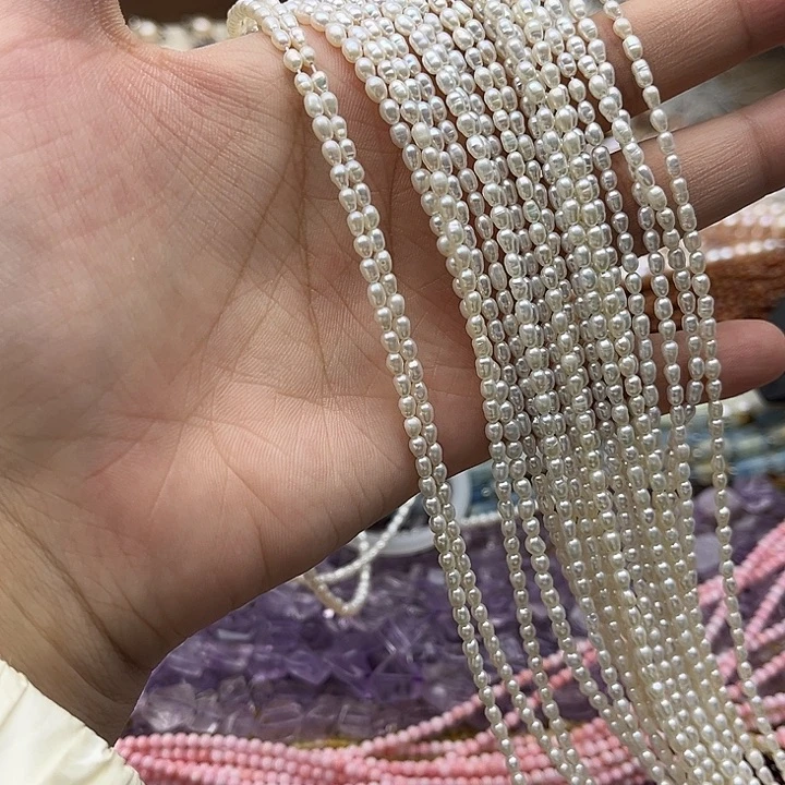 玛瑙/玉髓未镶嵌珠宝半成品一条2.5mm左右米珠珍珠