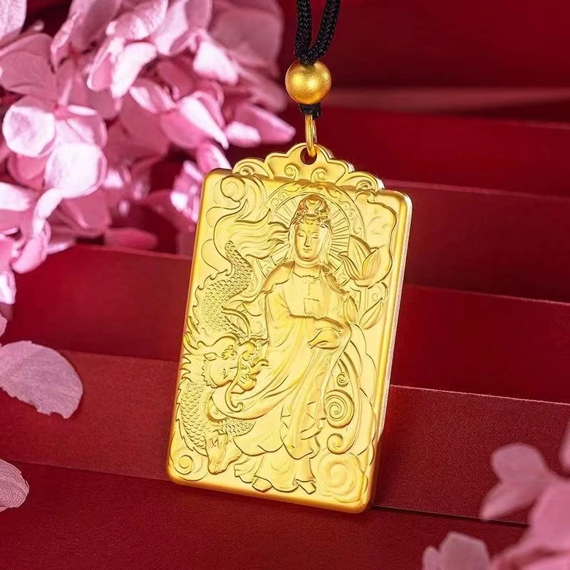 合金吊坠 实心御龙观音吊牌