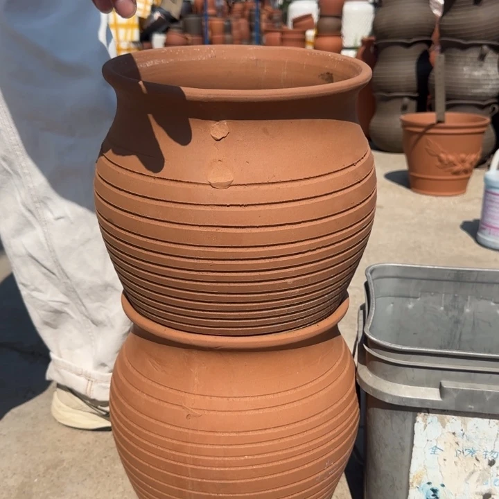 紫砂花盆口25高30宜兴土陶粗糙掉耳朵