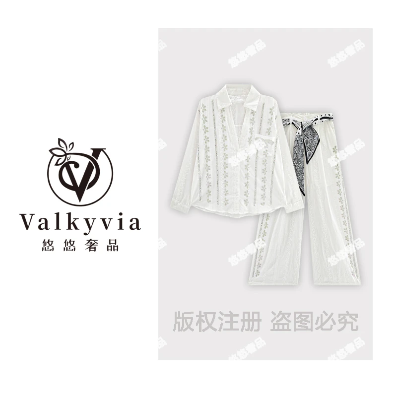 【Valkyvia/悠悠奢品】重工烫钻显瘦休闲时尚长袖套装TZ7915