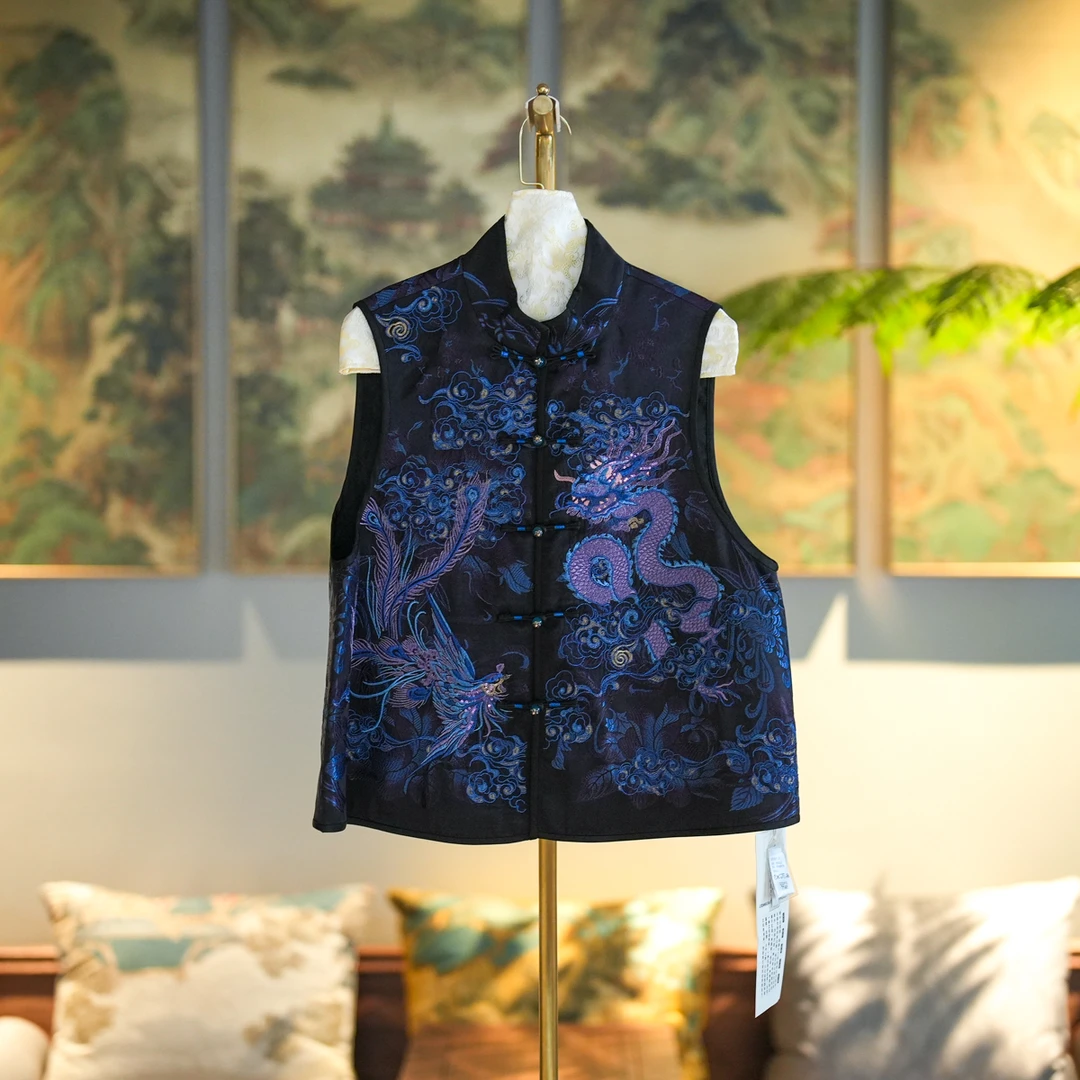 蓝大【凌青】新中式桑蚕丝马甲7141