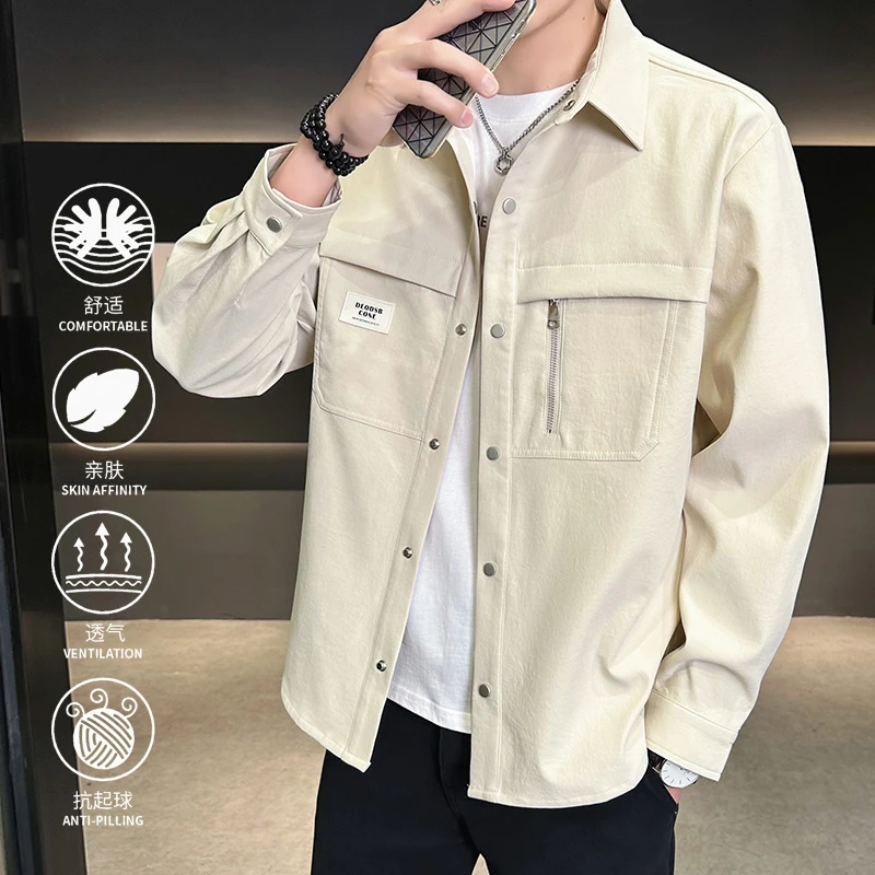 玛斯柏衬衫外套男士春秋季2025新款潮牌百搭时尚痞帅男装工装上衣