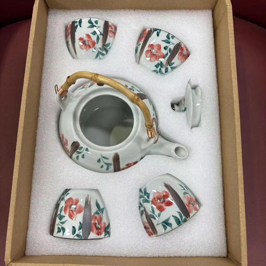 手绘简约田园风茶壶茶杯套装 QF