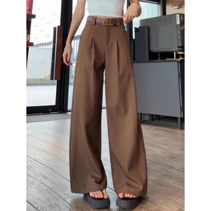 阔腿西装裤女春秋季2025新款高腰垂感拖地裤子宽松显瘦休闲直筒裤