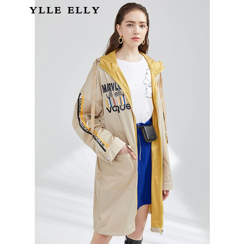 拼接设计涂鸦款长款风衣Y430198-95505