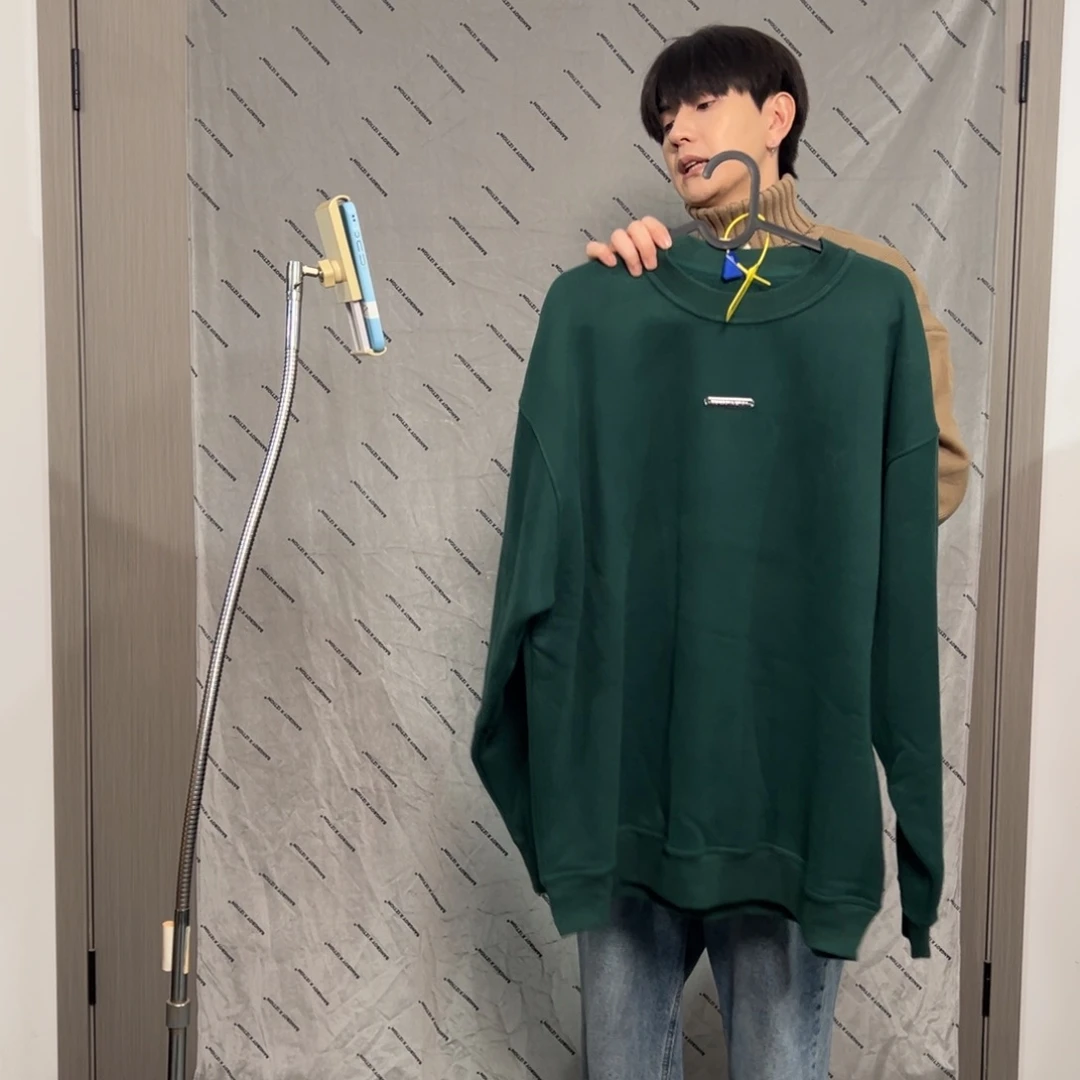 套头款潮流时尚绿色卫衣l码
