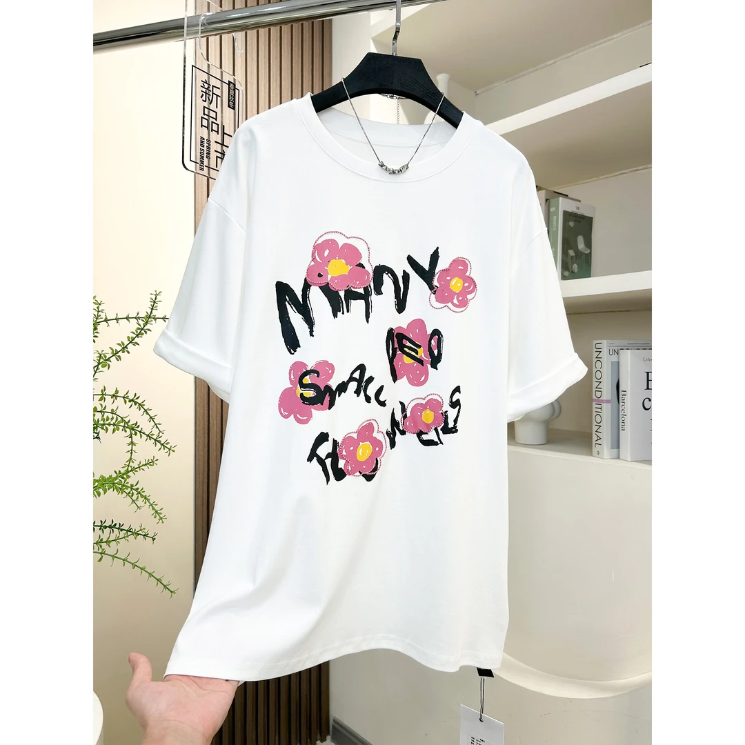 时尚休闲撞色印花宽松上衣352197