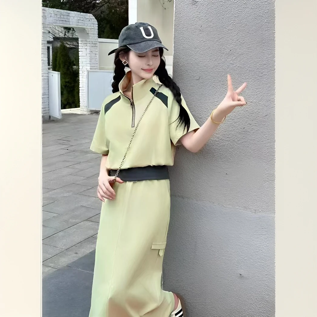 2025新款夏季小清新套装小个子显高减龄洋气休闲显瘦半身裙两件套