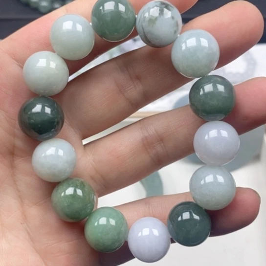 翡翠散珠翡翠圆珠一串卡15
