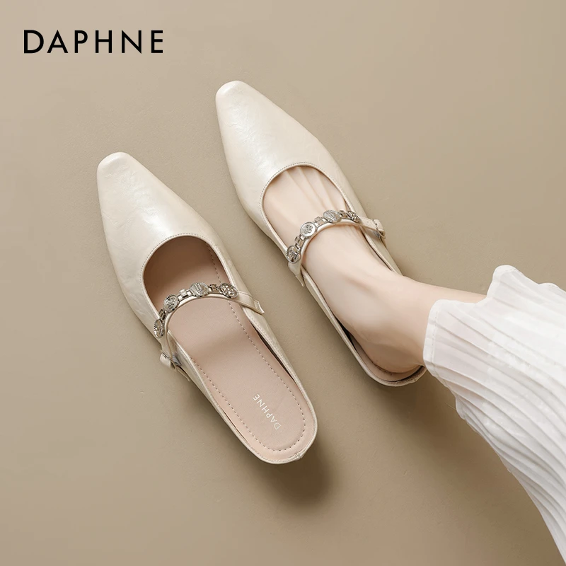 达芙妮包头拖鞋女2025新款秋冬一脚蹬玛丽珍单鞋内增高穆勒半拖爆