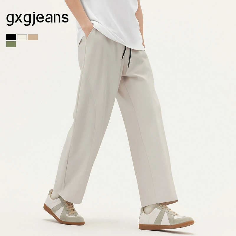 gxg.jeans男装 多色格纹肌理简约宽松直筒休闲长裤男裤 25夏新品