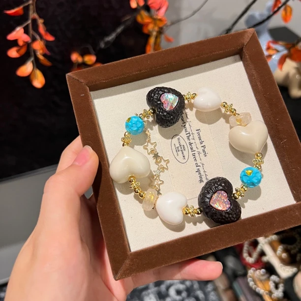 铜合金手链 高定重工款小众设计爱心手串